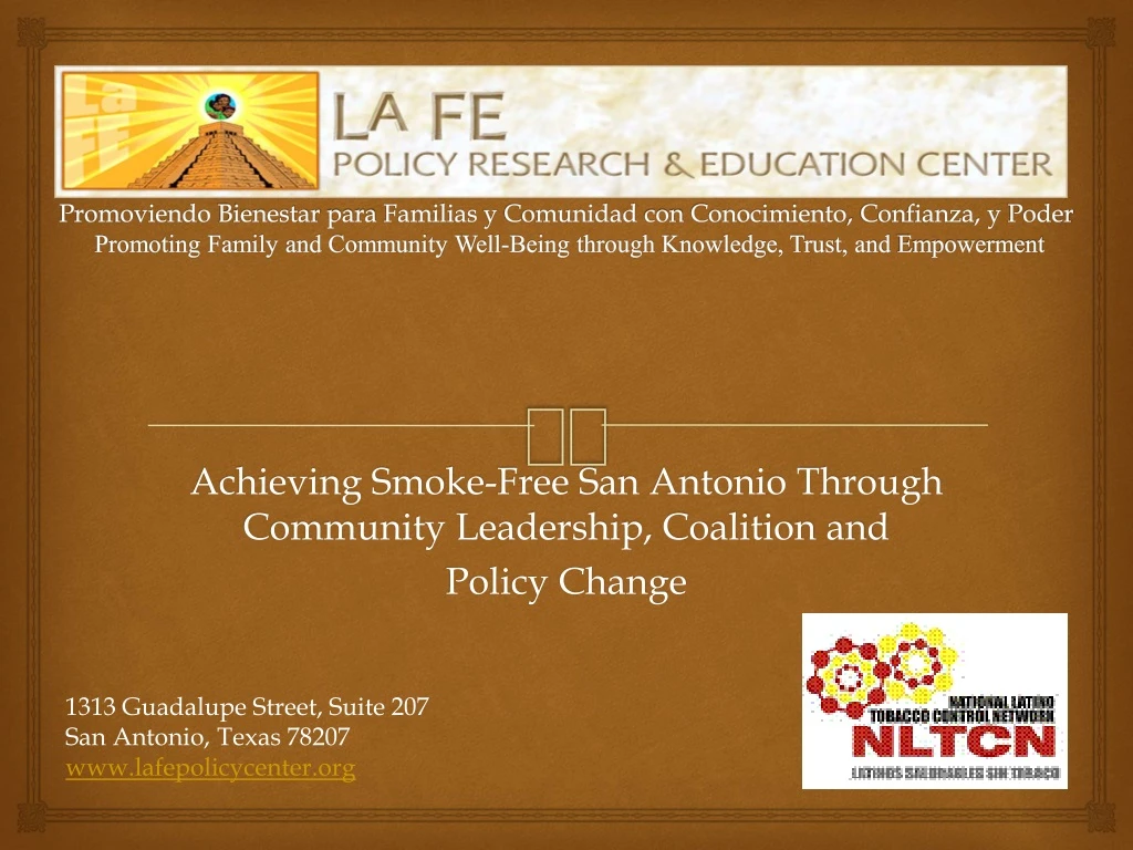 achieving smoke free san antonio through community leadership coalition and policy change