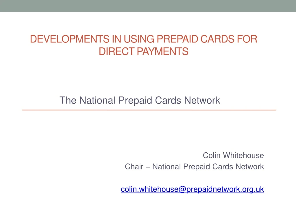 developments in using prepaid cards for direct payments