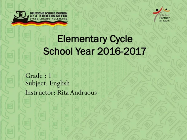 Elementary Cycle School Y ear 2016-2017