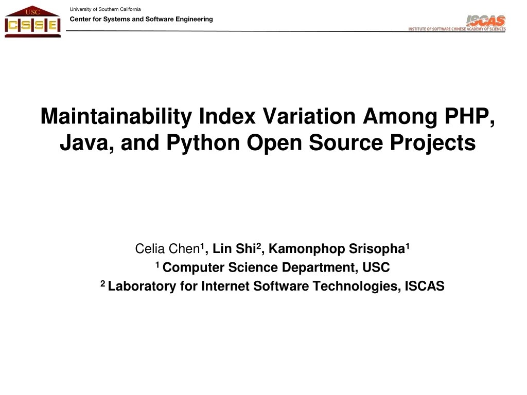 maintainability index variation among php java and python open source projects