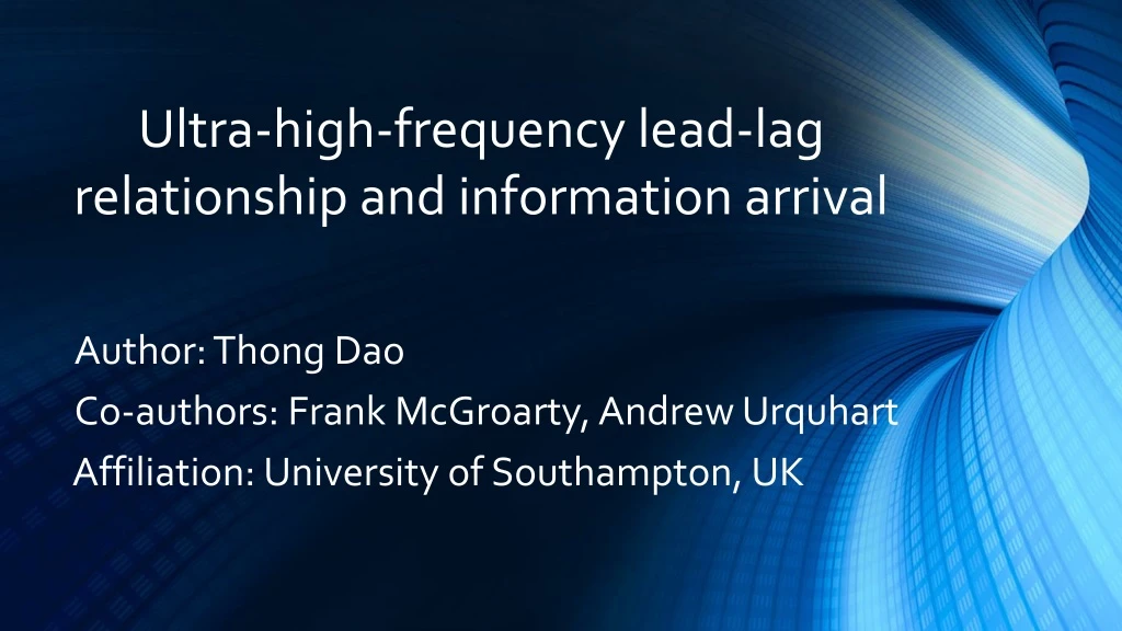 ultra high frequency lead lag relationship
