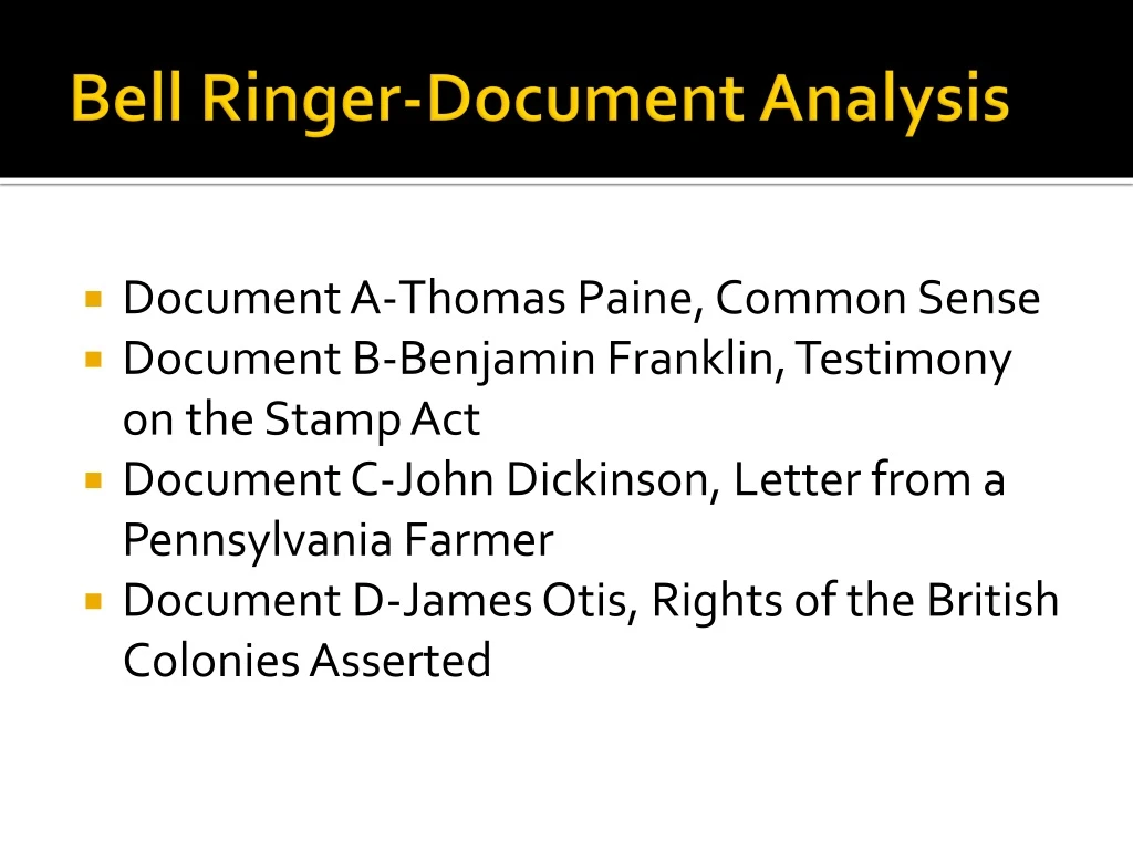 bell ringer document analysis