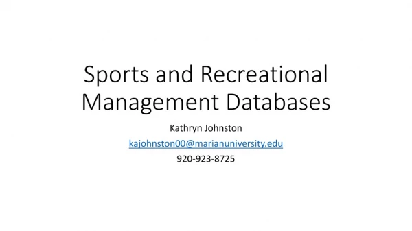 Sports and Recreational Management Databases