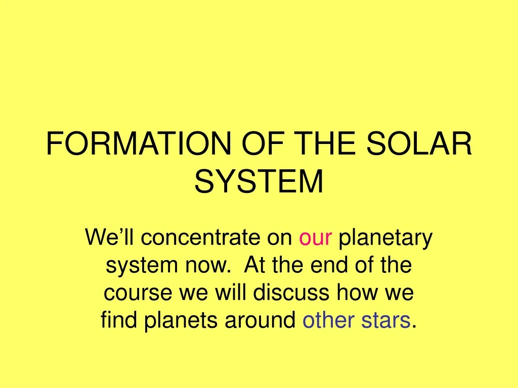 formation of the solar system