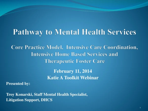 February 11, 2014 Katie A Toolkit Webinar Presented by: