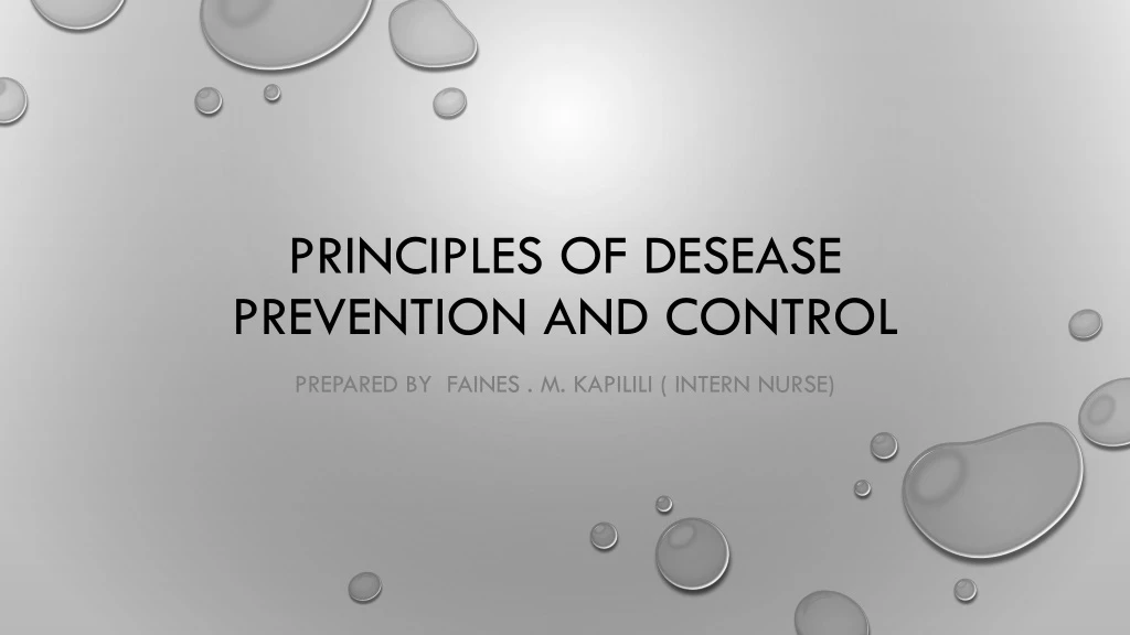 principles of desease prevention and control