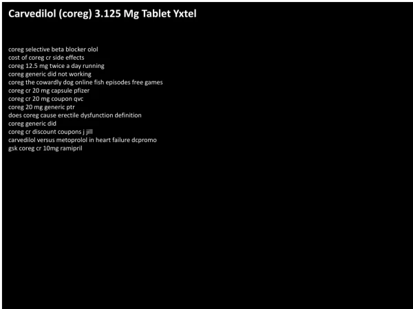 Carvedilol (coreg) 3.125 Mg Tablet Yxtel