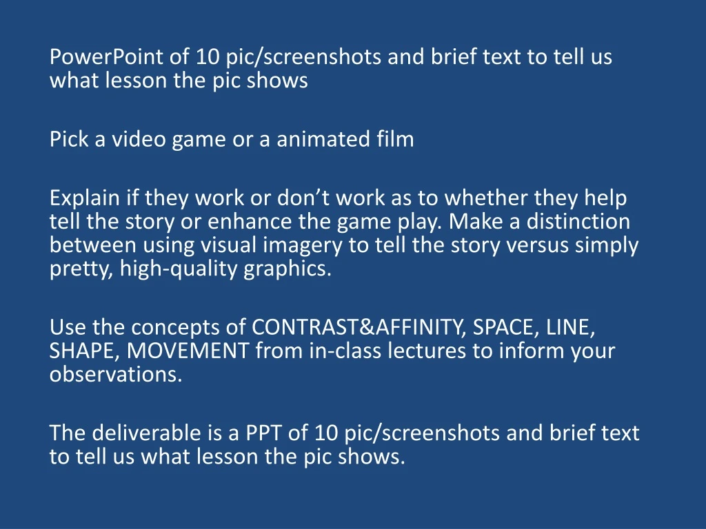 powerpoint of 10 pic screenshots and brief text