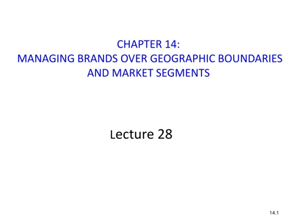 CHAPTER 14: MANAGING BRANDS OVER GEOGRAPHIC BOUNDARIES AND MARKET SEGMENTS
