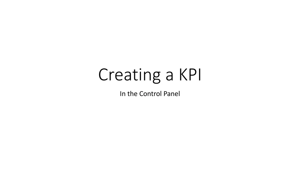 creating a kpi