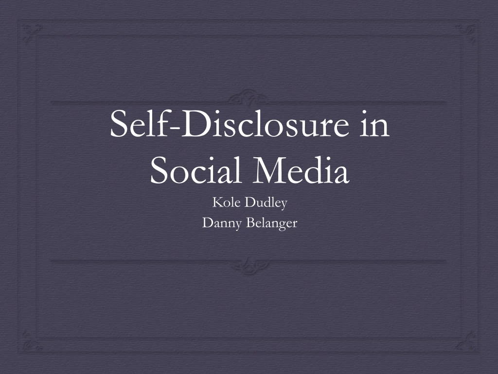 self disclosure in social media