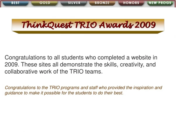 ThinkQuest TRIO Awards 2009