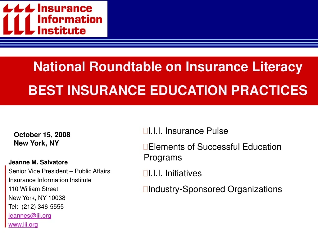 national roundtable on insurance literacy best