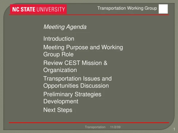 Meeting Agenda Introduction Meeting Purpose and Working Group Role