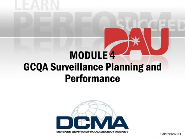 MODULE 4 GCQA Surveillance Planning and Performance
