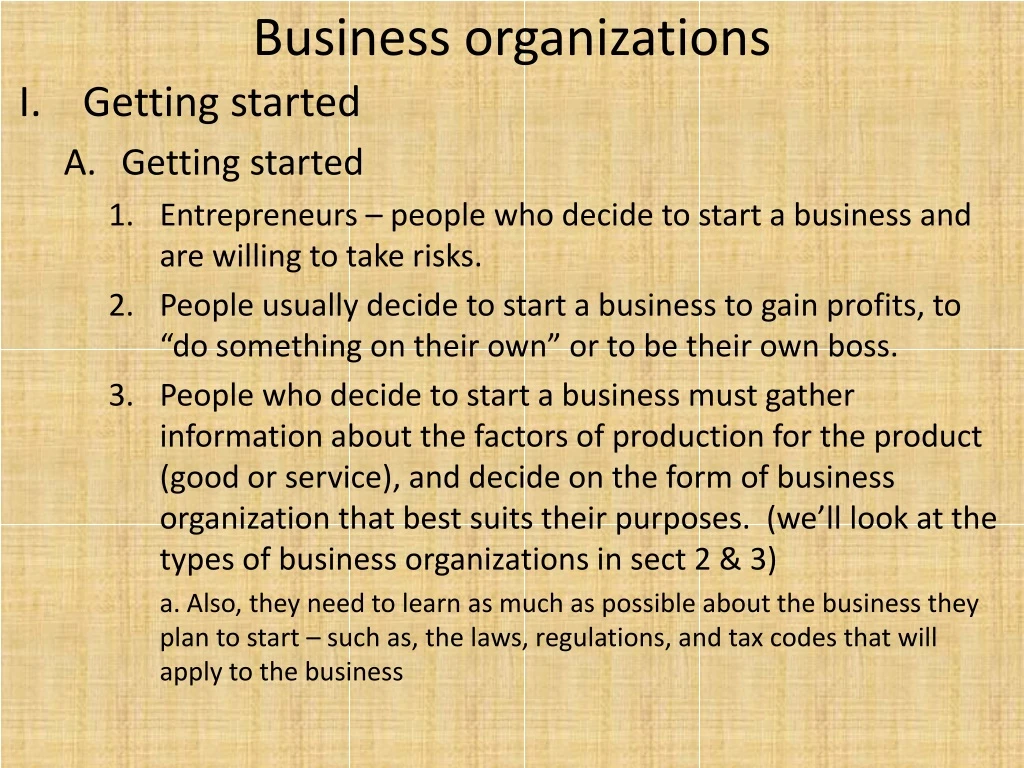 business organizations