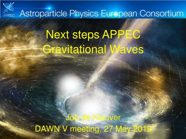 Next steps APPEC Gravitational Waves Job de Kleuver DAWN V meeting, 27 May 2019