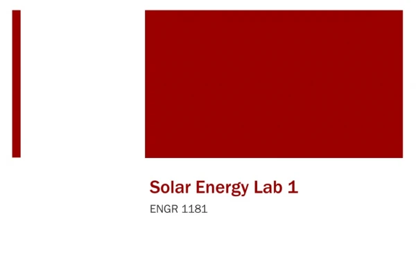 Solar Energy Lab 1