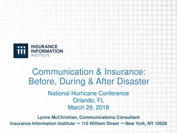 Communication &amp; Insurance: Before, During &amp; After Disaster