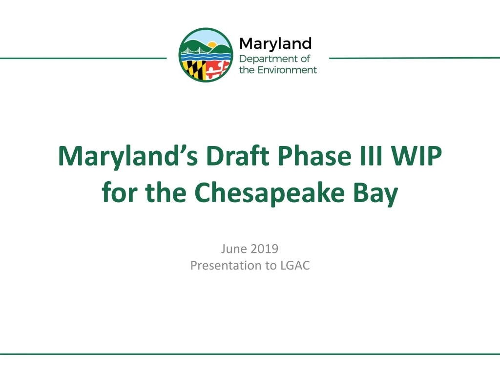 maryland s draft phase iii wip for the chesapeake bay