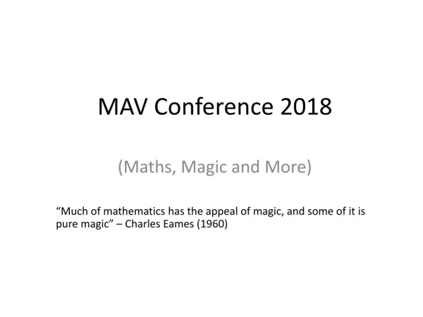 MAV Conference 2018