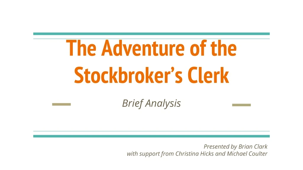 the adventure of the stockbroker s clerk