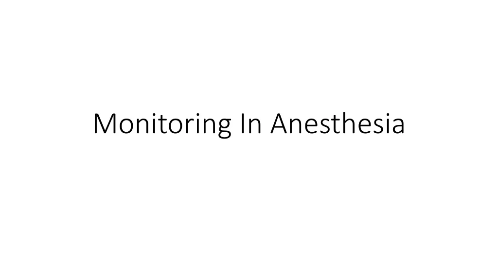 monitoring in anesthesia