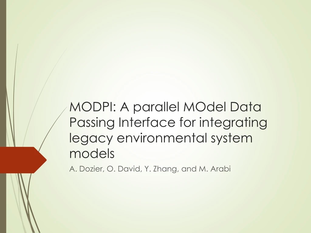 modpi a parallel model data passing interface for integrating legacy environmental system models