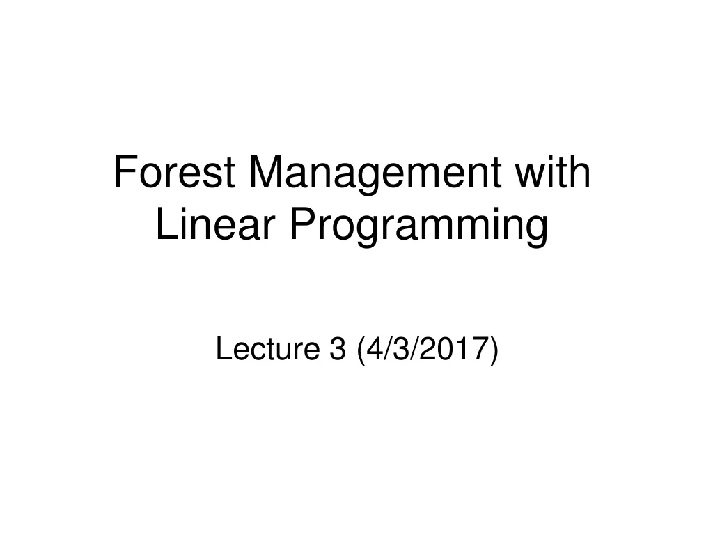 forest management with linear programming