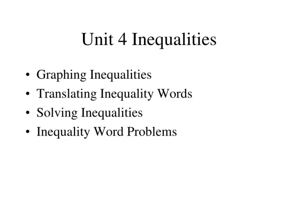 Unit 4 Inequalities