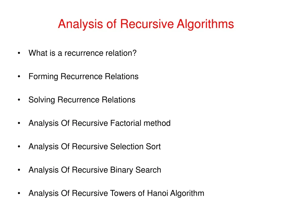 analysis of recursive algorithms
