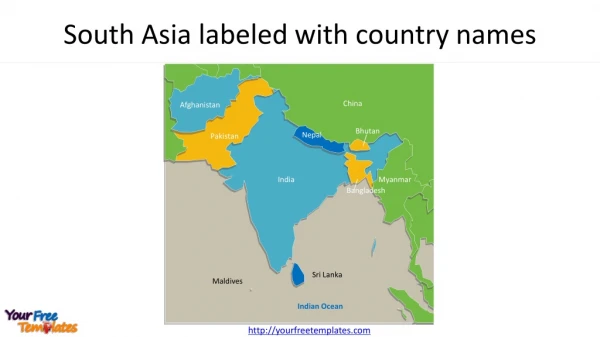 South Asia labeled with country names