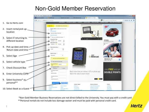 Non-Gold Member Reservation
