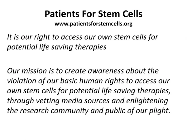 Patients For Stem Cells patientsforstemcells