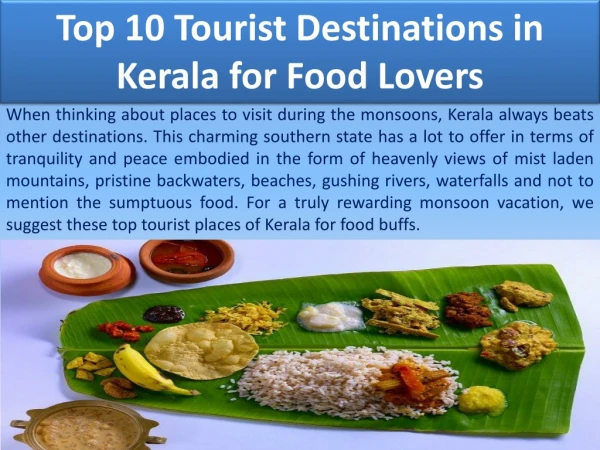 Top 10 Tourist Destinations in Kerala for Food Lovers