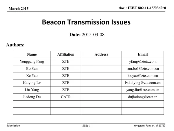 Beacon Transmission Issues