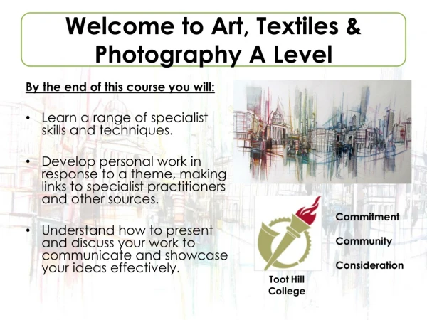 Welcome to Art, Textiles &amp; Photography A Level