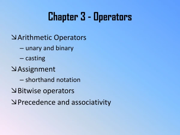 Chapter 3 - Operators