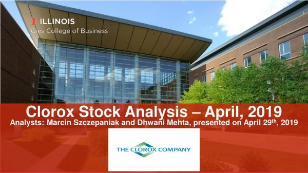 Clorox Stock Analysis – April, 2019