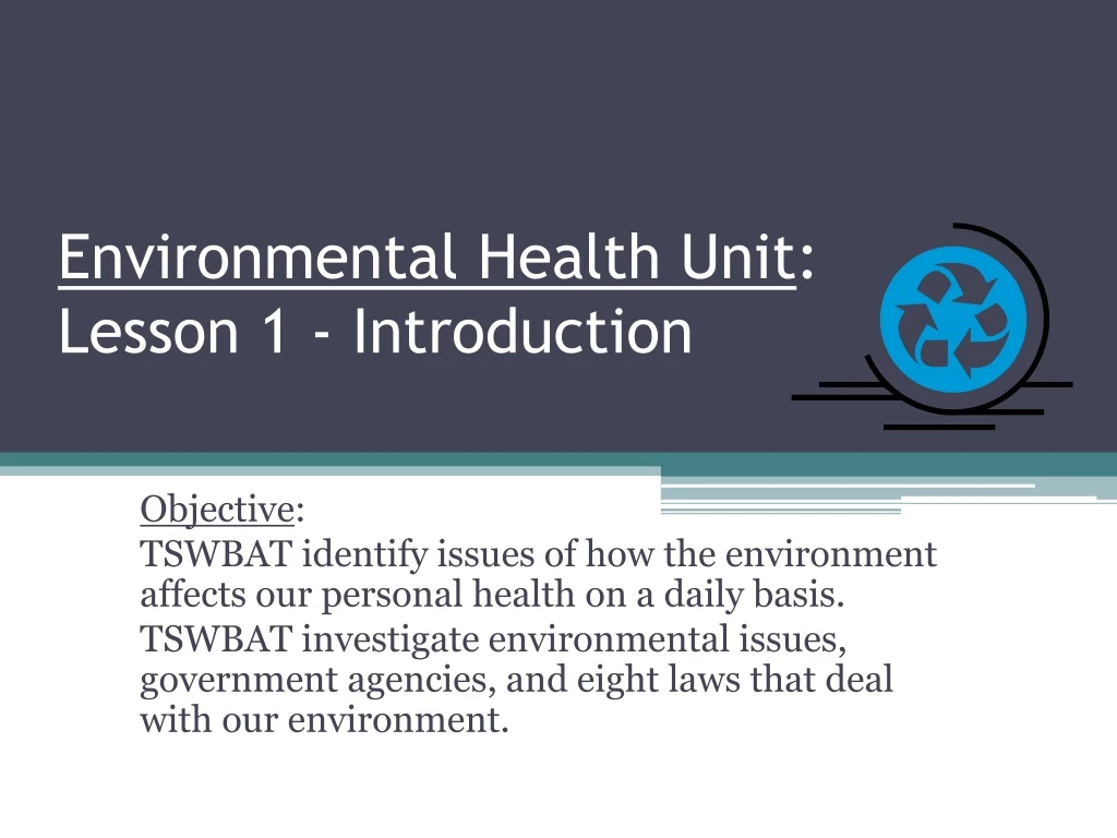 environmental health unit lesson 1 introduction