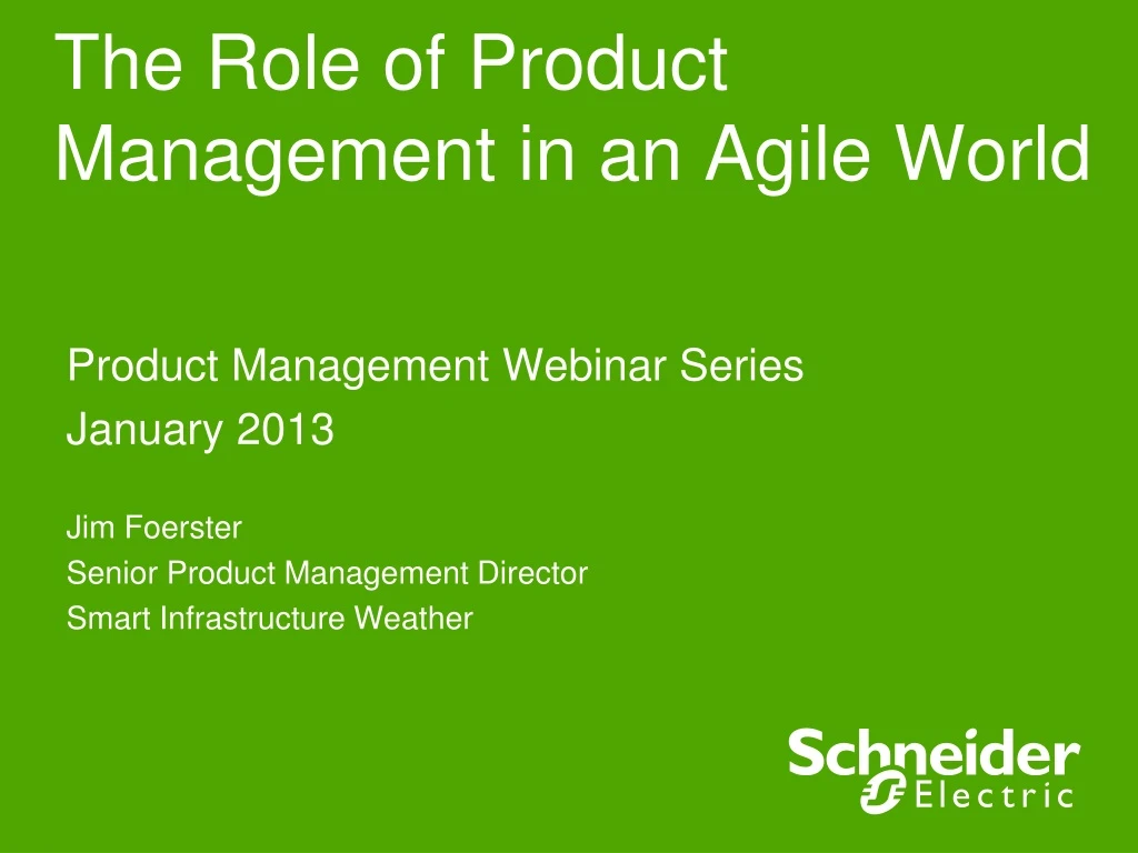 the role of product management in an agile world