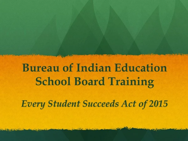 Bureau of Indian Education School Board Training