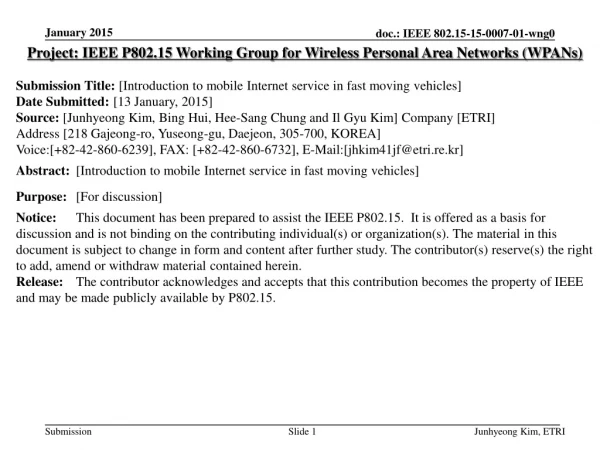 Project: IEEE P802.15 Working Group for Wireless Personal Area Networks (WPANs)