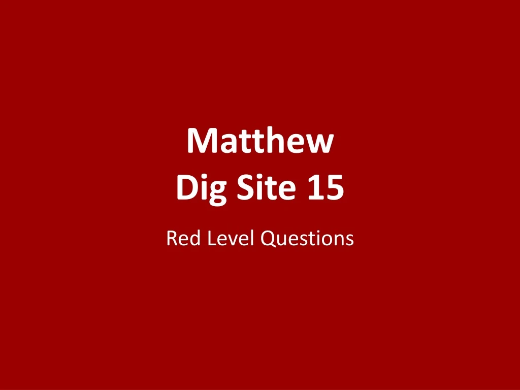 matthew dig site 15