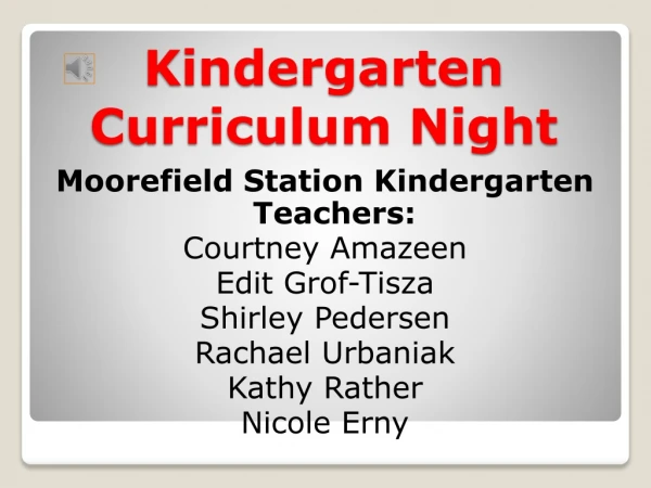 Kindergarten Curriculum Night