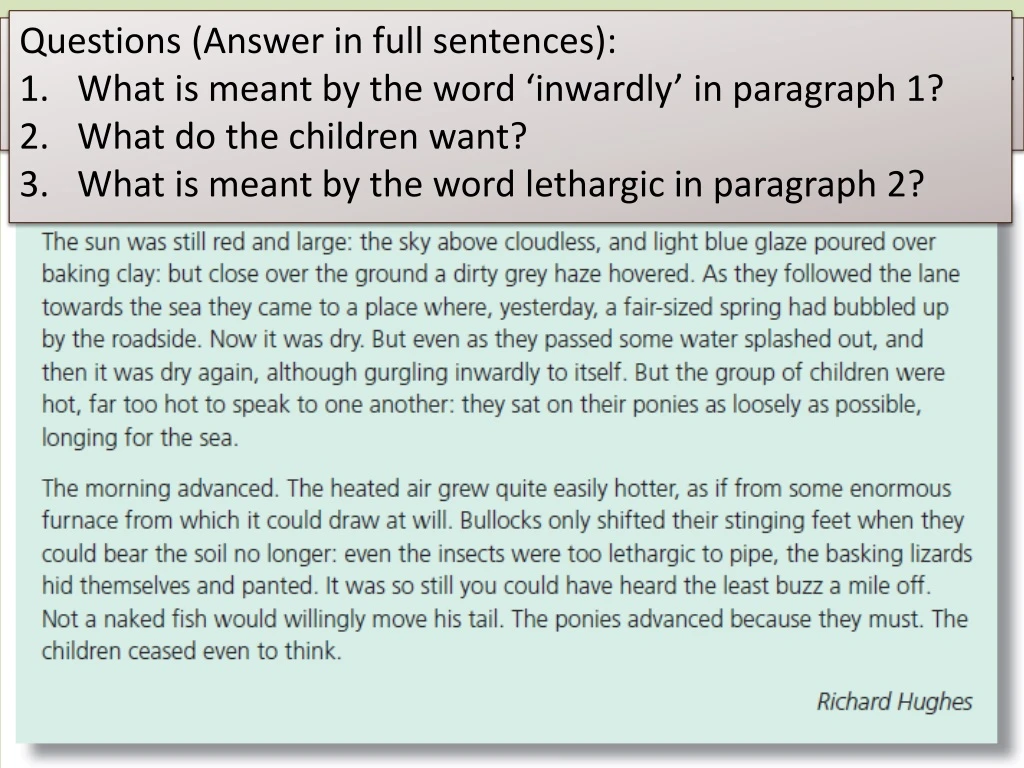 questions answer in full sentences what is meant