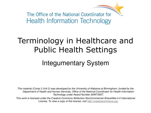 Terminology in Healthcare and Public Health Settings