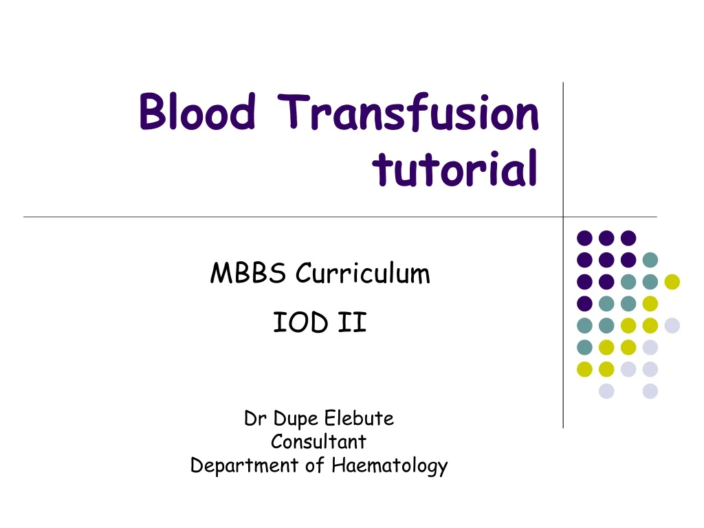 blood transfusion tutorial