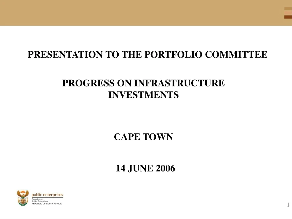 presentation to the portfolio committee