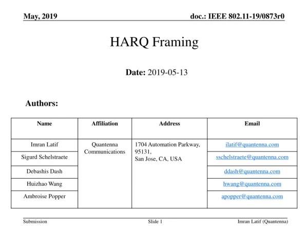 HARQ Framing